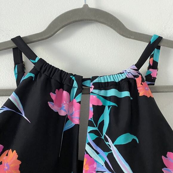 Island Escape One-Piece Black Floral Adjustable Swimsuit Size 10 New - Picture 4 of 11